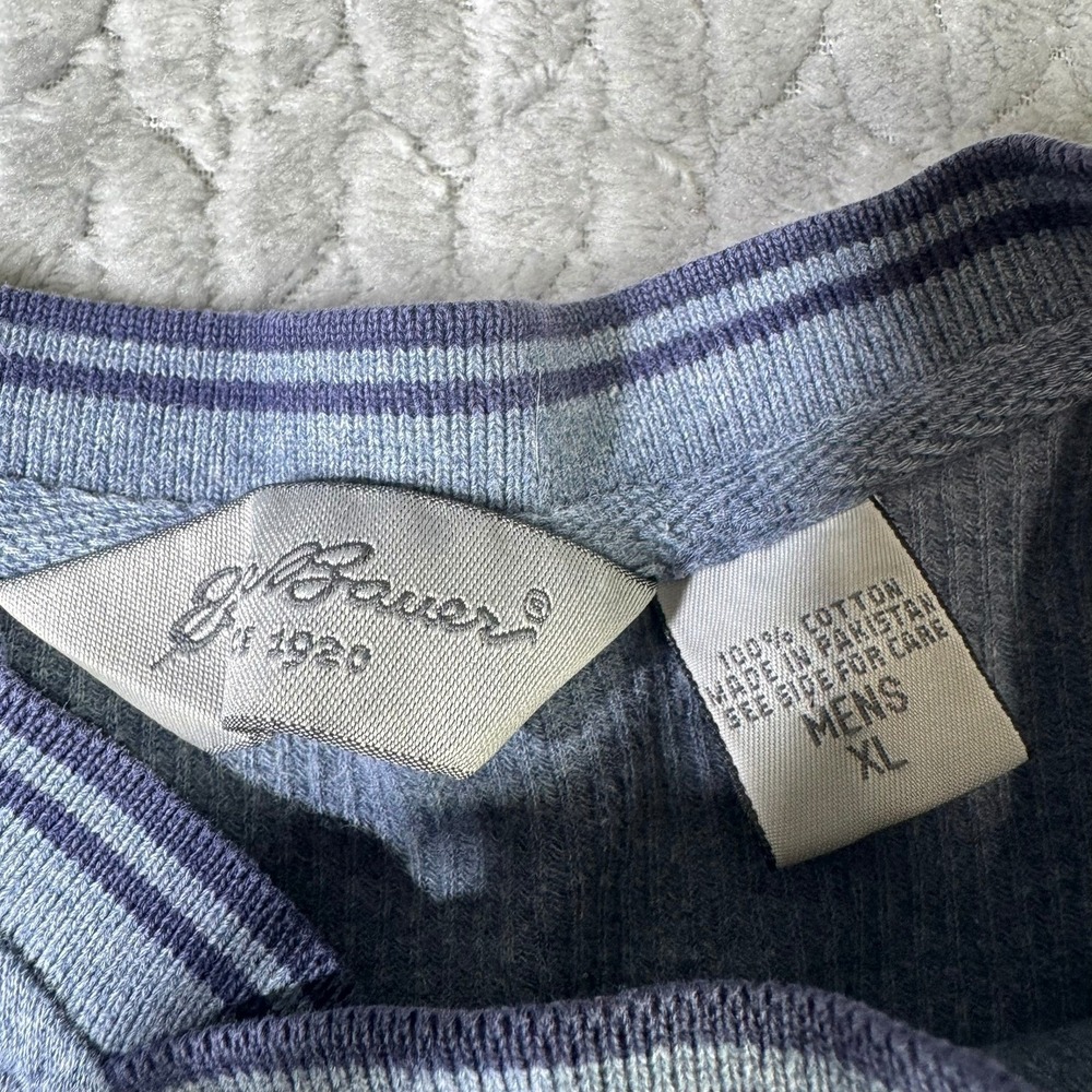 Eddie Bauer Mens XL Blue Waffle Knit V-Neck Short Sleeve Thermal T-Shirt Cotton - Picture 3 of 11